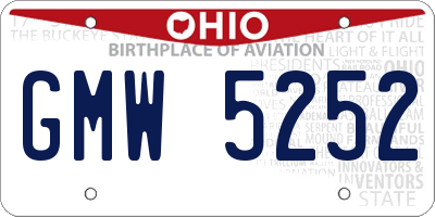 OH license plate GMW5252