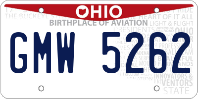 OH license plate GMW5262