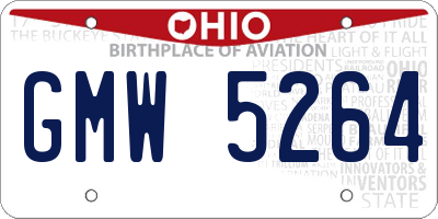 OH license plate GMW5264