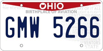 OH license plate GMW5266