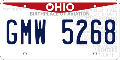 OH license plate GMW5268