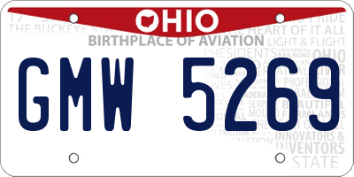 OH license plate GMW5269