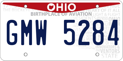 OH license plate GMW5284