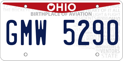 OH license plate GMW5290