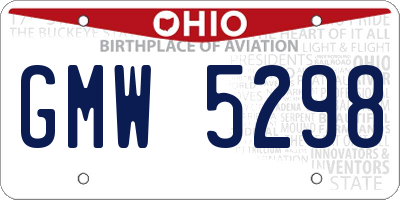OH license plate GMW5298