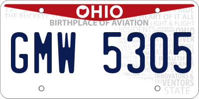 OH license plate GMW5305