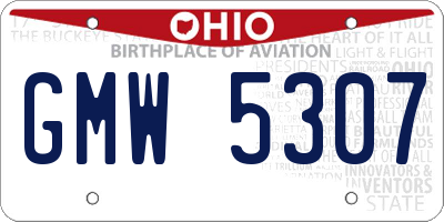 OH license plate GMW5307