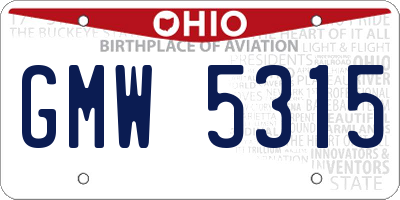 OH license plate GMW5315