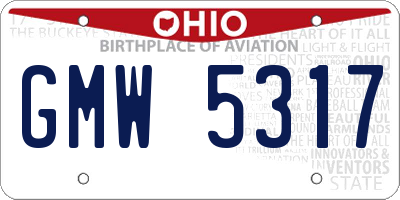 OH license plate GMW5317