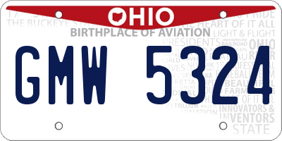 OH license plate GMW5324