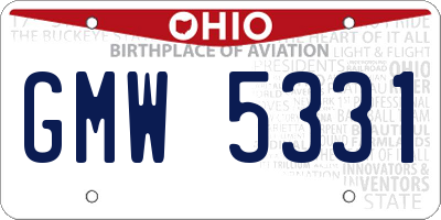 OH license plate GMW5331