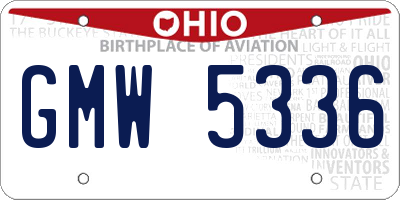 OH license plate GMW5336