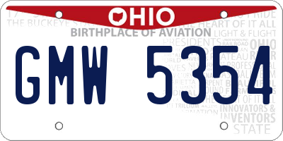 OH license plate GMW5354