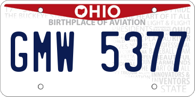 OH license plate GMW5377