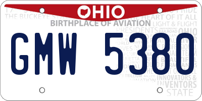 OH license plate GMW5380