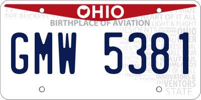 OH license plate GMW5381