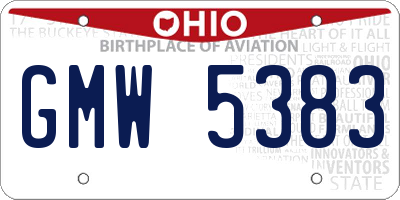 OH license plate GMW5383