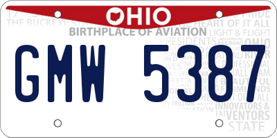 OH license plate GMW5387