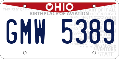 OH license plate GMW5389