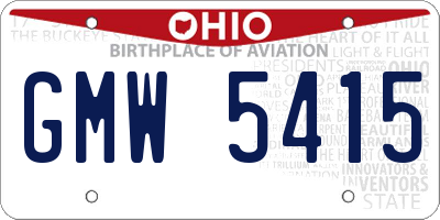 OH license plate GMW5415