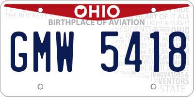 OH license plate GMW5418
