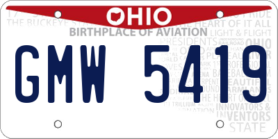 OH license plate GMW5419