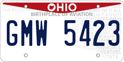 OH license plate GMW5423
