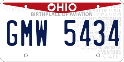 OH license plate GMW5434