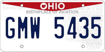 OH license plate GMW5435