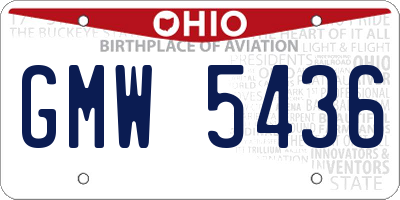 OH license plate GMW5436