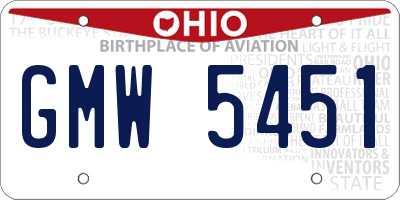 OH license plate GMW5451
