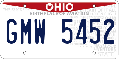 OH license plate GMW5452