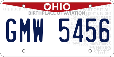 OH license plate GMW5456