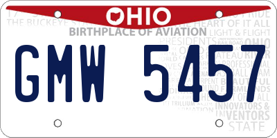 OH license plate GMW5457