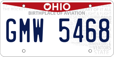 OH license plate GMW5468