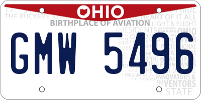 OH license plate GMW5496