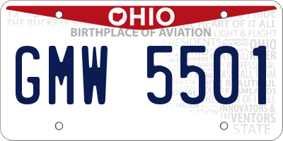 OH license plate GMW5501
