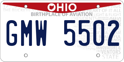 OH license plate GMW5502
