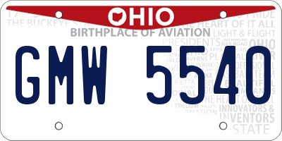 OH license plate GMW5540
