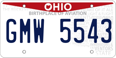 OH license plate GMW5543