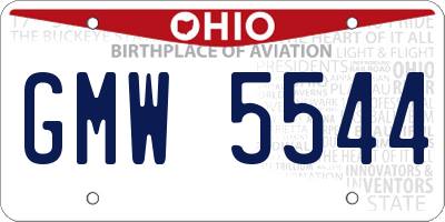 OH license plate GMW5544