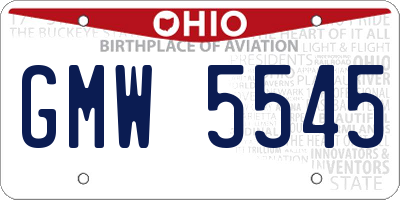OH license plate GMW5545