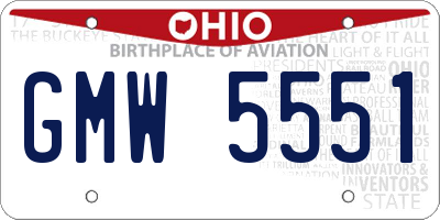 OH license plate GMW5551