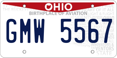OH license plate GMW5567