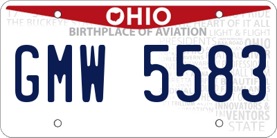 OH license plate GMW5583