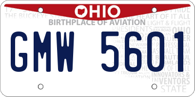 OH license plate GMW5601
