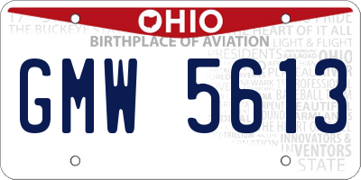 OH license plate GMW5613