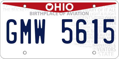 OH license plate GMW5615