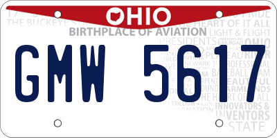 OH license plate GMW5617