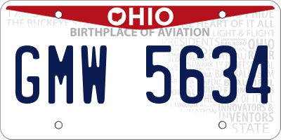 OH license plate GMW5634